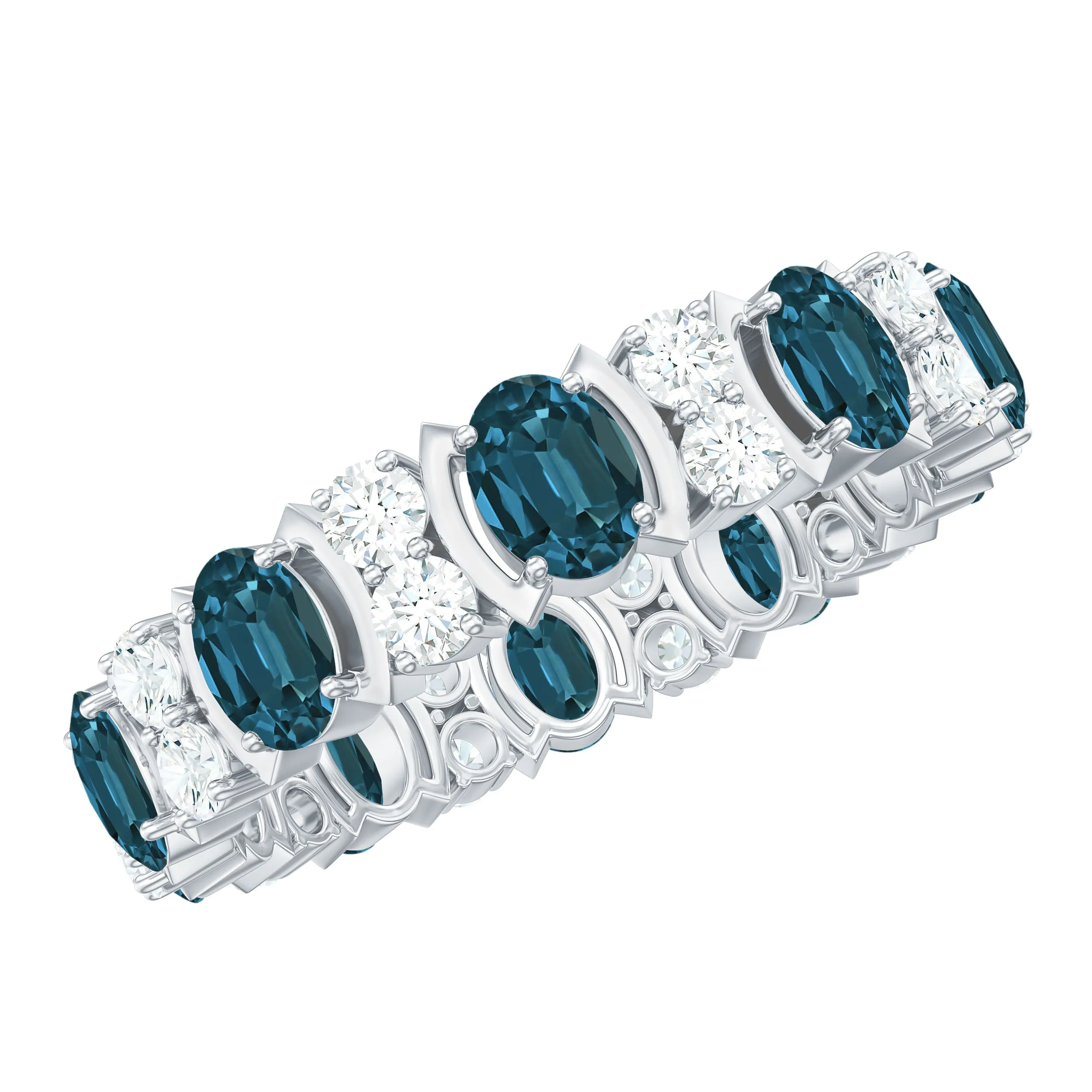 Real London Blue Topaz and Diamond Eternity Ring