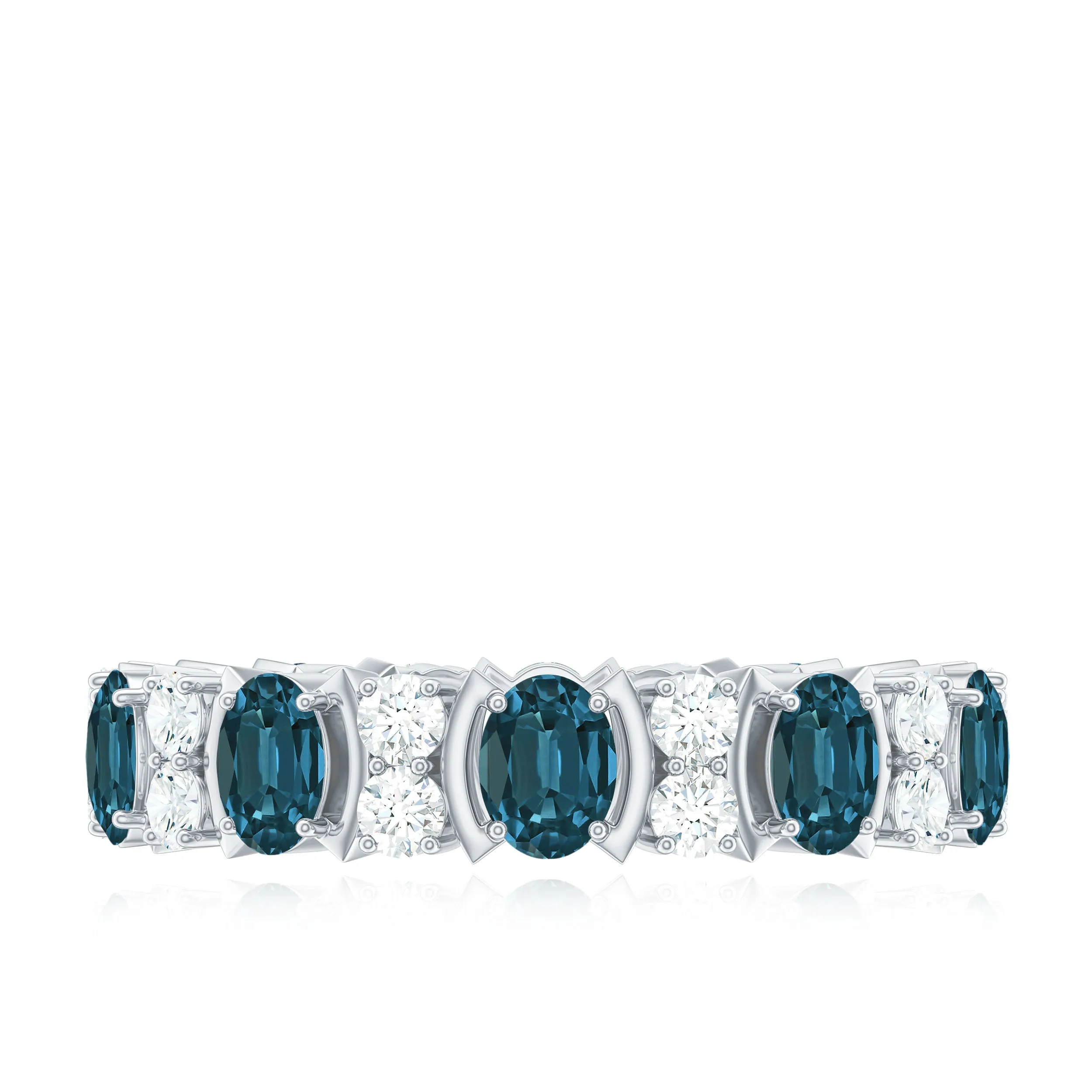 Real London Blue Topaz and Diamond Eternity Ring