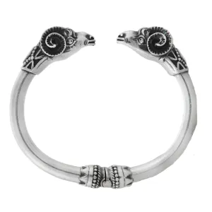 Retro Sterling Silver Ram's Head Bangle Bracelet