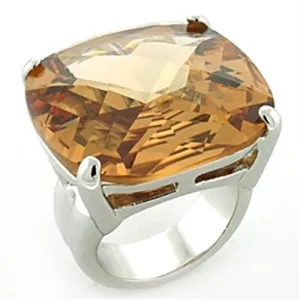 Rhodium Brass Ring with AAA Grade CZ in Topaz for Women Style LOA679