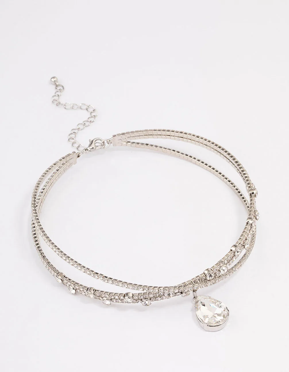 Rhodium Interlaced Mixed Diamante Choker