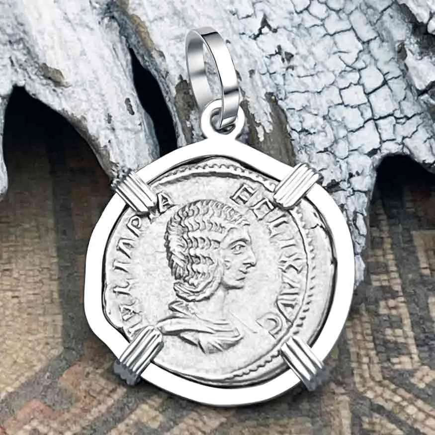 Roman Empire Silver Denarius Coin of Empress Julia Domna 211 AD Sterling Silver Pendant | Artifact #8113