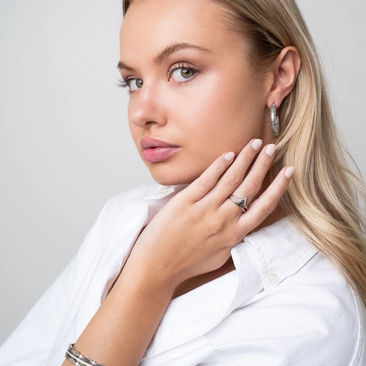 Rosa Hoop Earrings - Silver