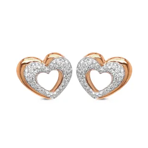 Rose Gold & Diamond Hearts Earrings