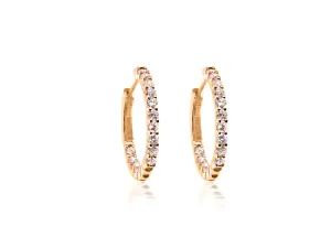 Rose Gold Diamond Pronged Hoop Earrings