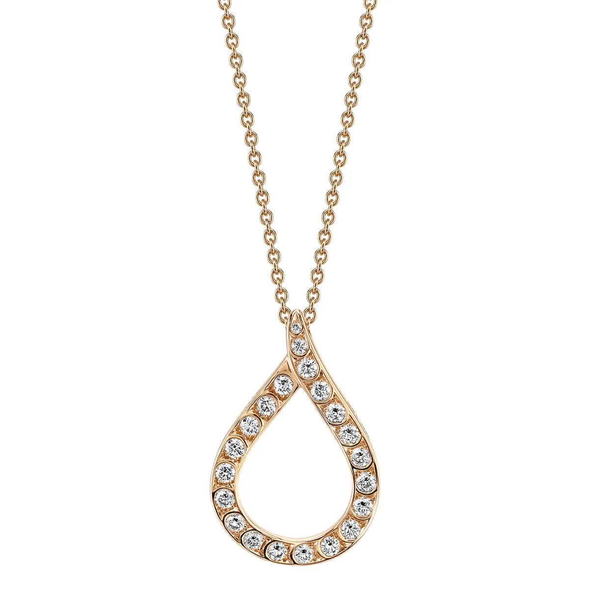 Scallop Artisan Pave Teardrop Pendant Necklace