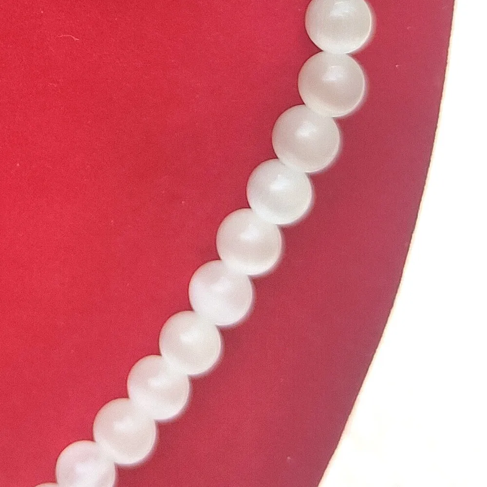 Selenite Crystal Round Beads Necklace 15 Inches, 6mm Beads (Semi-Precious Mala)