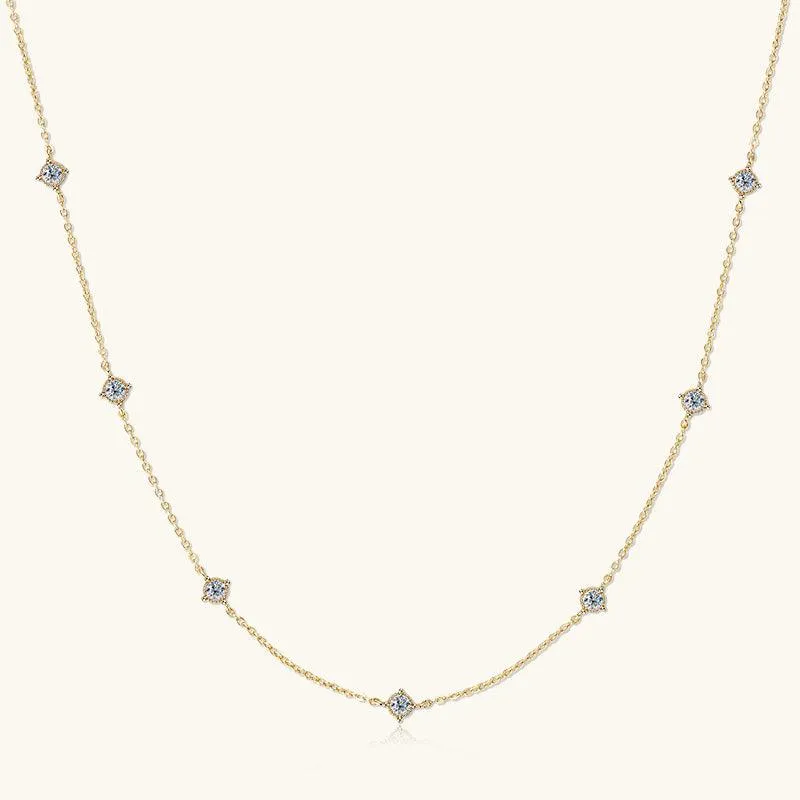 Shining Premium Moissanite Bezel Strand Necklace