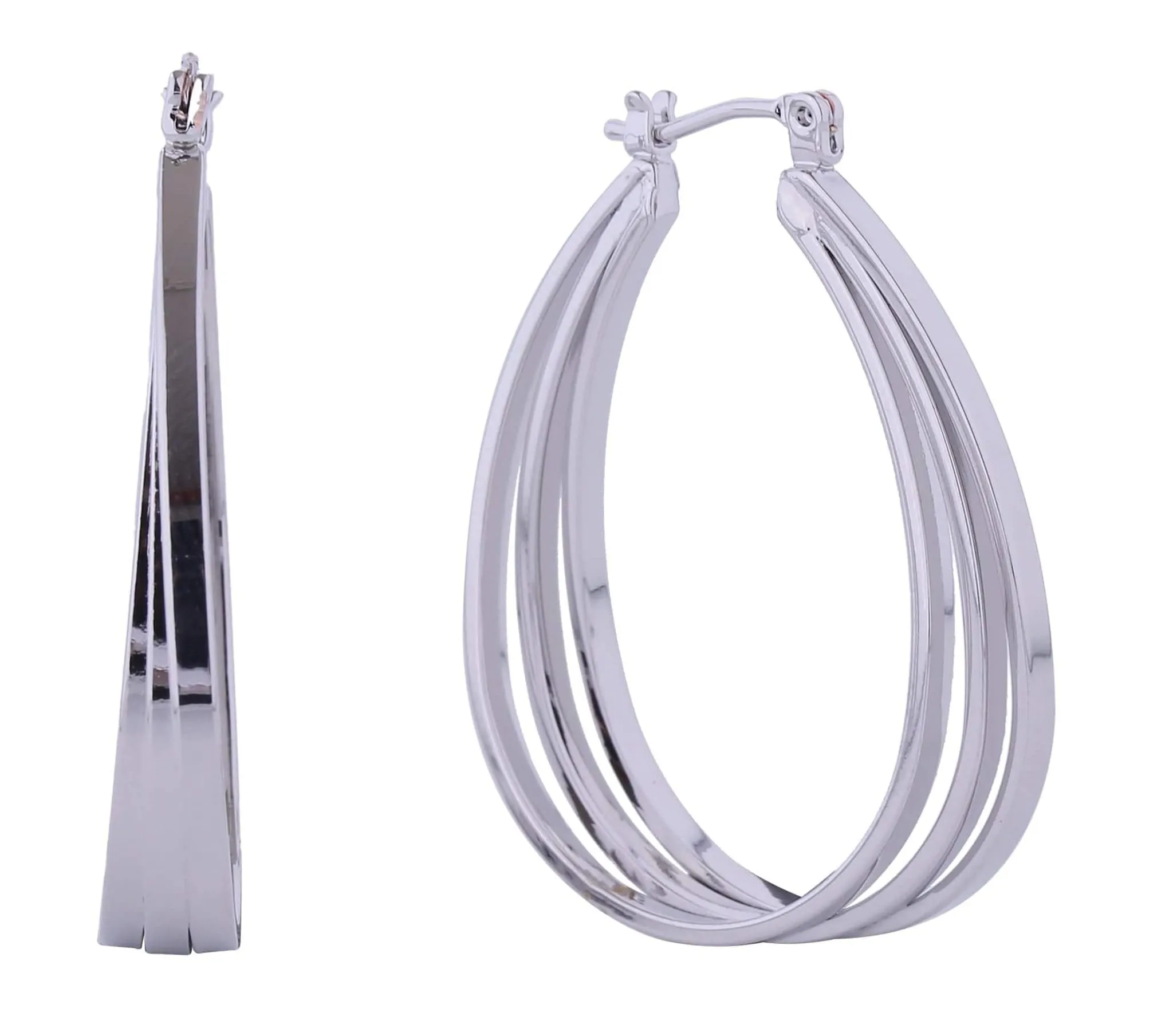 SJE310751 14K Triple Oval Hoop Pincatch Earrings