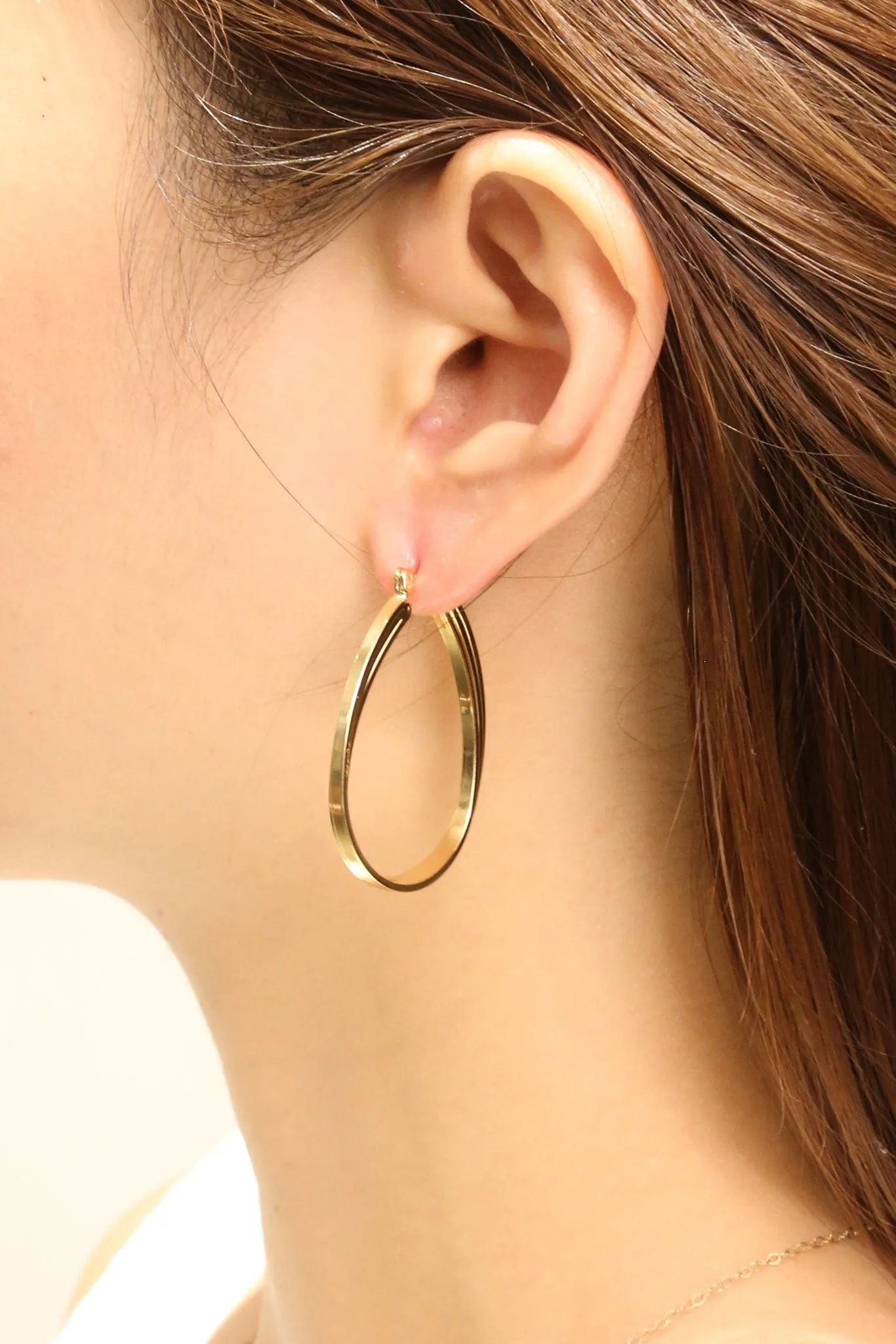 SJE310751 14K Triple Oval Hoop Pincatch Earrings