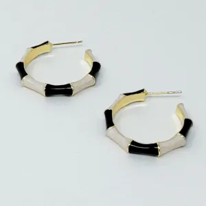 Small Color Block Bamboo Hoop Earrings