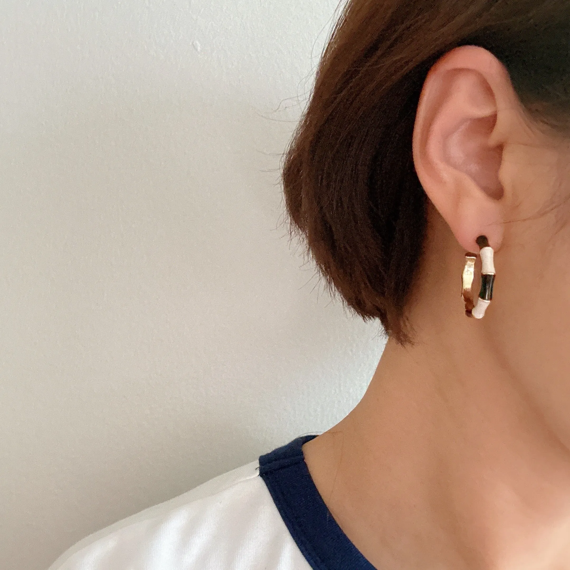 Small Color Block Bamboo Hoop Earrings