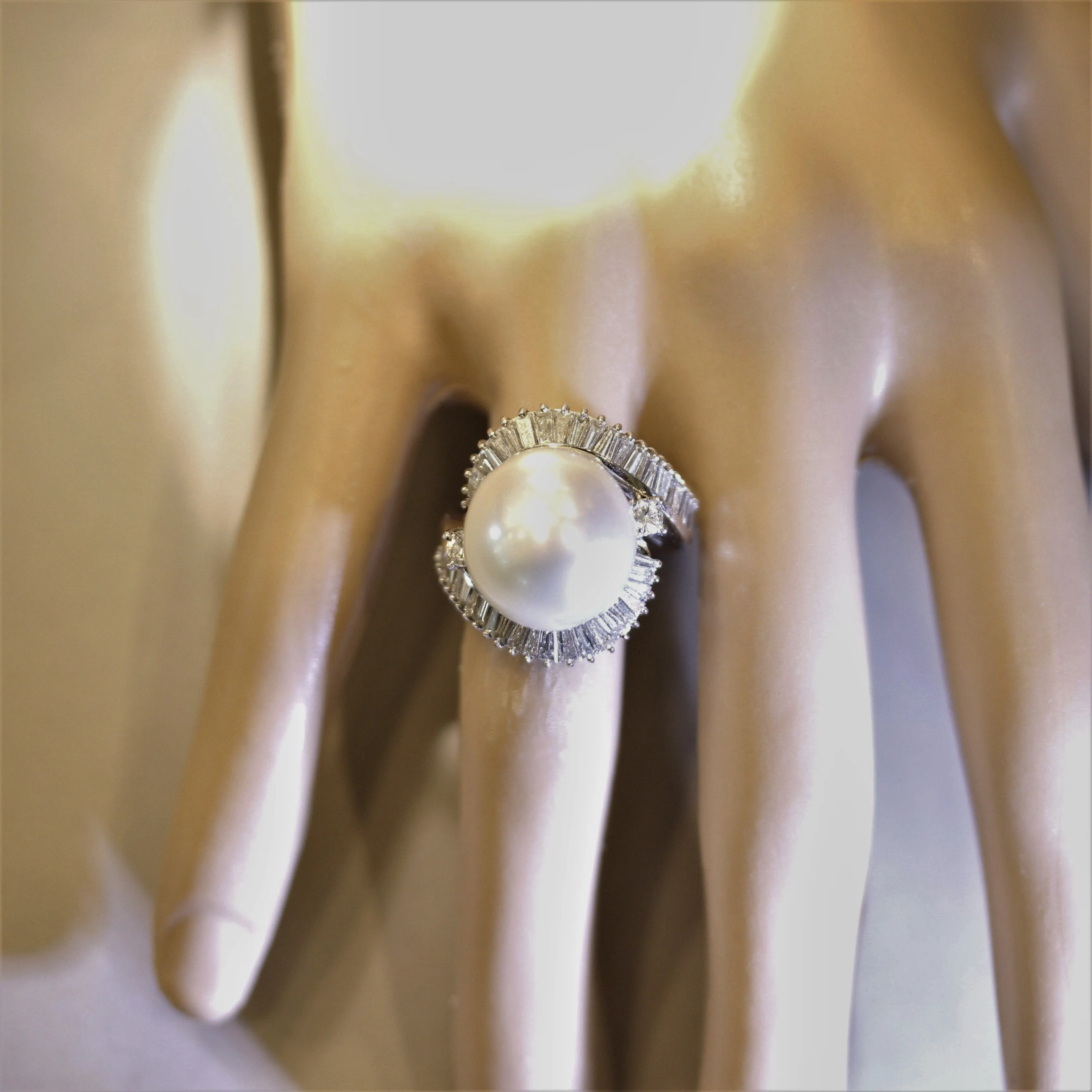 South Sea Pearl Diamond Gold Cocktail Ring