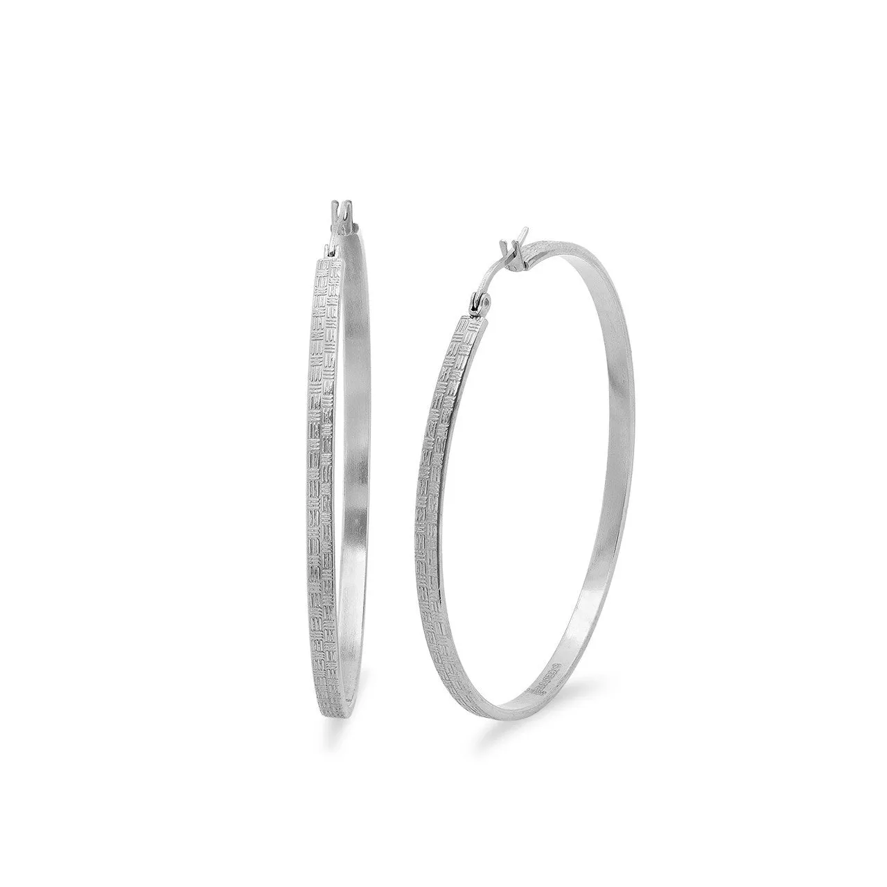 Stainless Steel Hoop Earrings with Lines