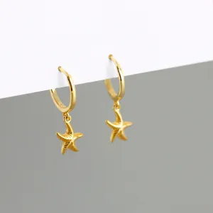 STARFISH HUGGIE HOOP EARRINGS