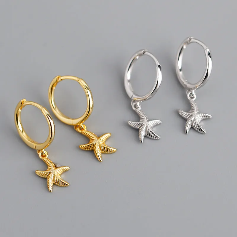 STARFISH HUGGIE HOOP EARRINGS