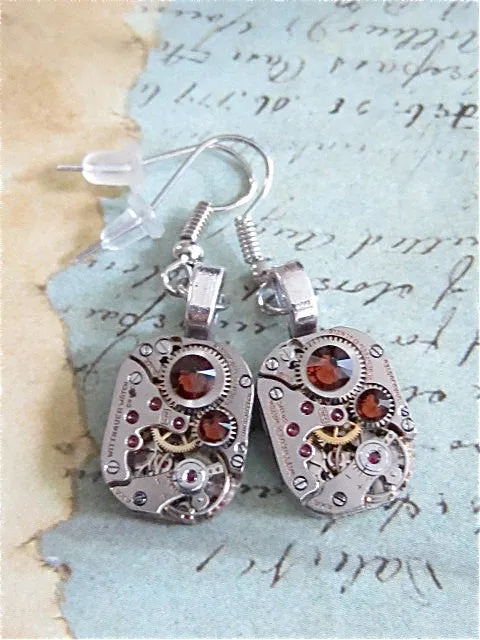 Steampunk ear gear - Topaz - Steampunk Earrings