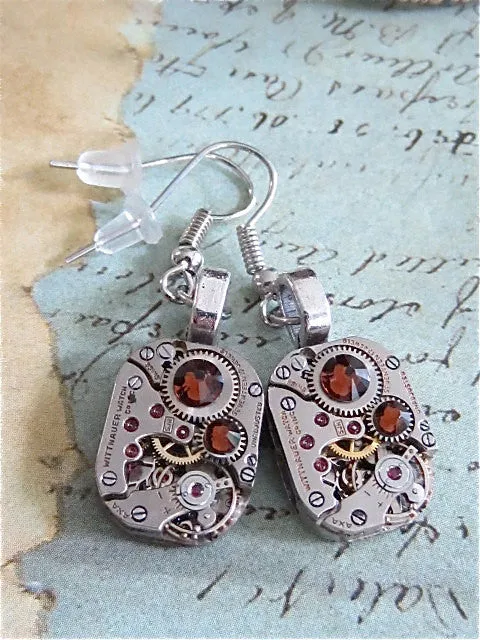 Steampunk ear gear - Topaz - Steampunk Earrings