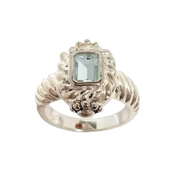 Sterling Silver Blue Topaz Rope Ring