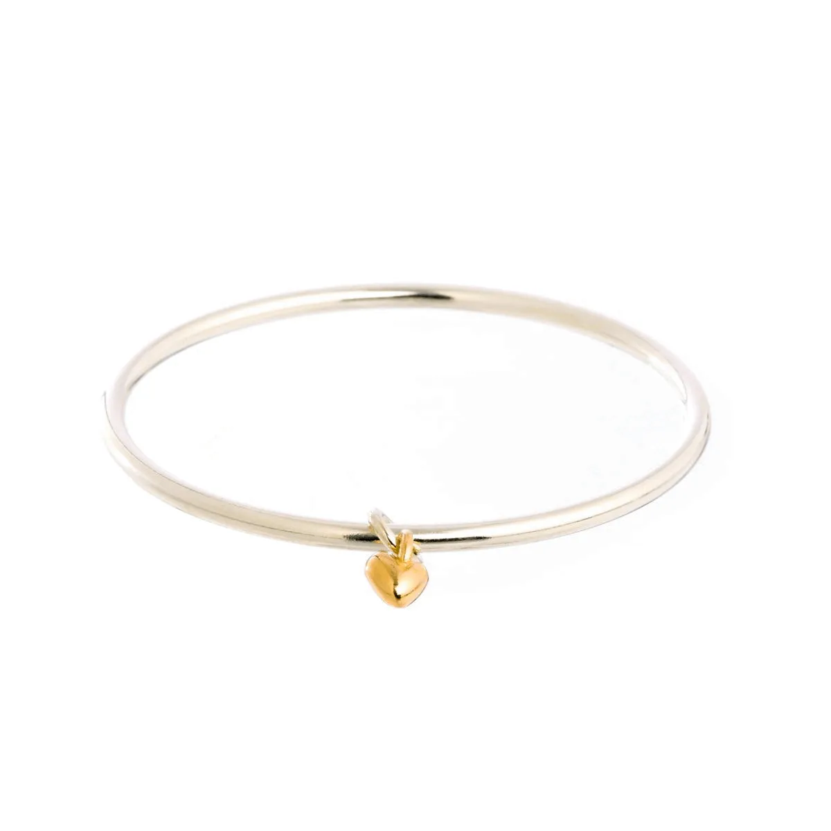 Sweetheart Silver & Gold Heart Charm Bangle