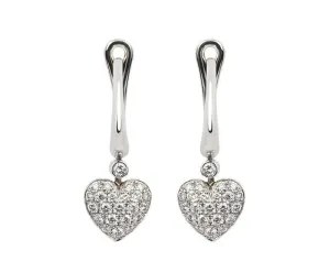 Tiffany & Co. Diamond Pave Heart Drop Earrings in Platinum