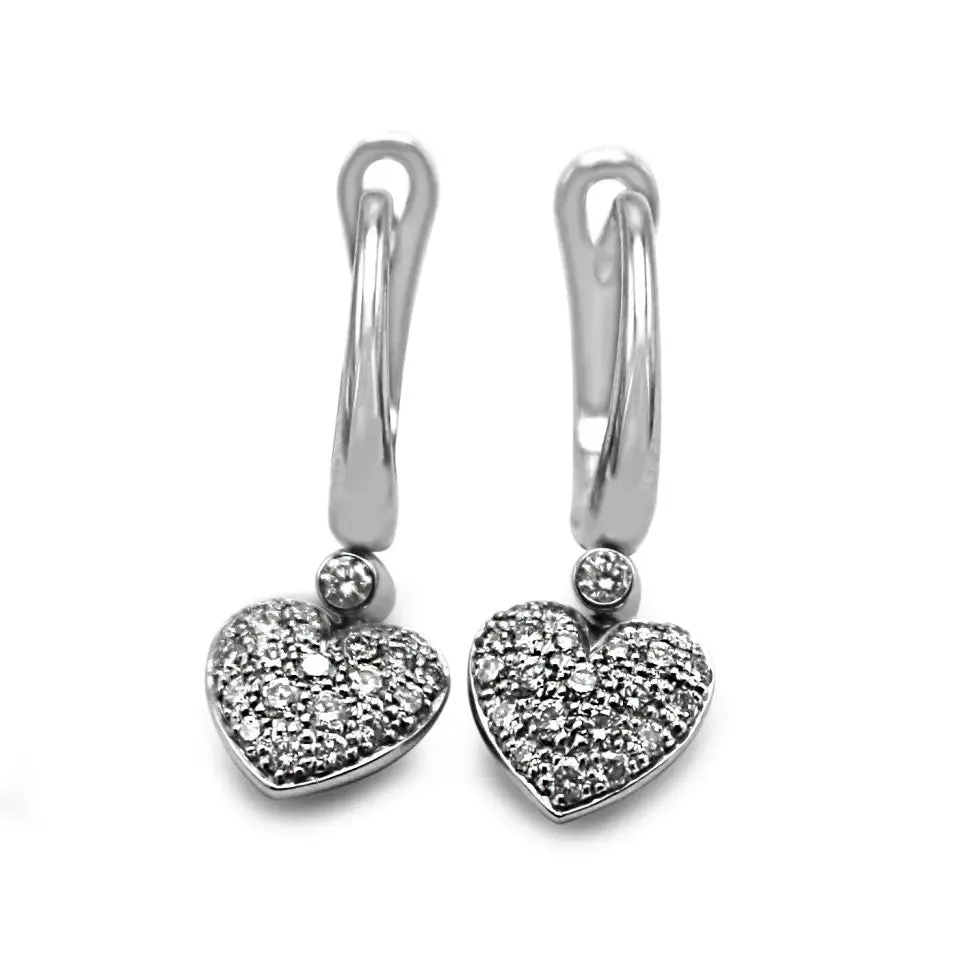 Tiffany & Co. Diamond Pave Heart Drop Earrings in Platinum