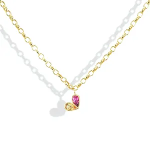 Tilted Oval Heirloom Medium Sweetheart Necklace Citrine & Pink Tourmaline