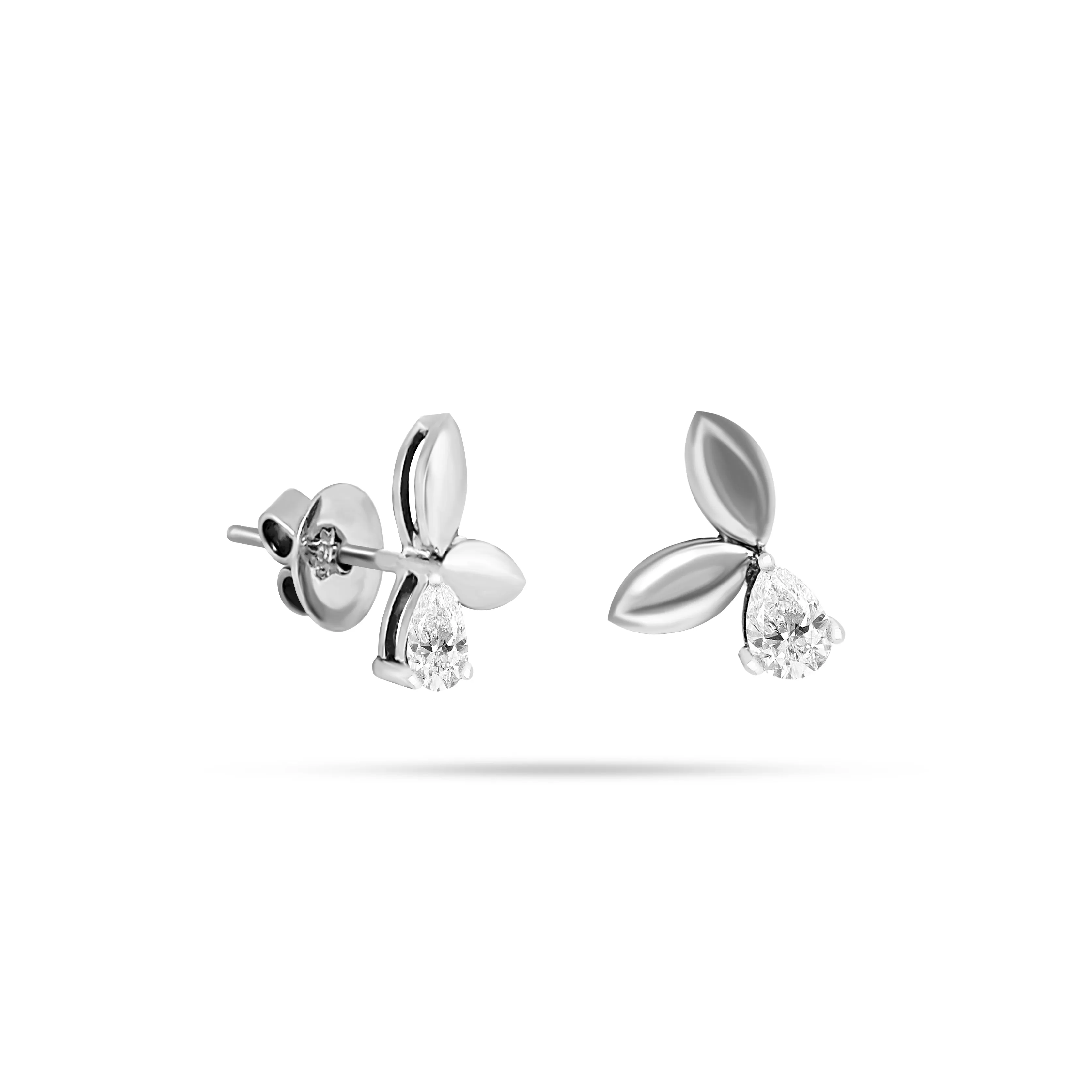 Trio Leaf Pear Diamond Earrings