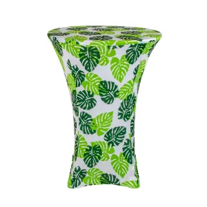 Tropical Palm Leaf Spandex Cocktail Table Cover 30" Round