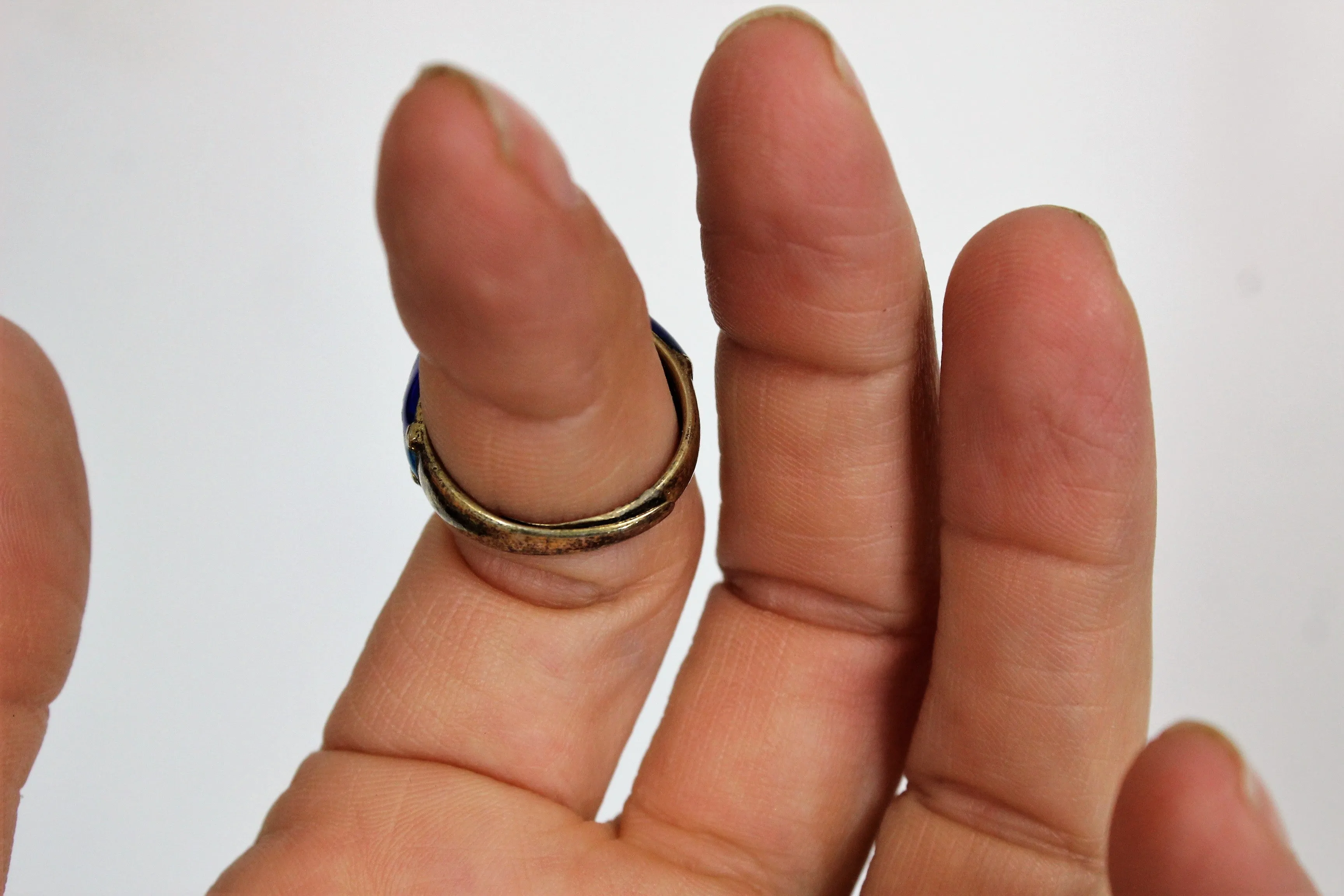 Vintage 1970s Or Earlier Silver Cloisonne Ring