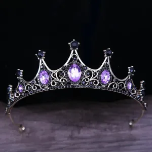 Vintage Baroque Purple Dark Tiara Crown Goth Black Evil Queen diadem  jewelry