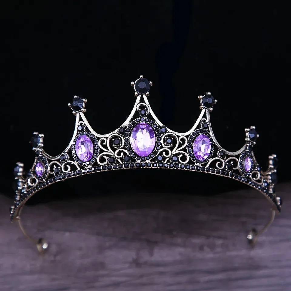 Vintage Baroque Purple Dark Tiara Crown Goth Black Evil Queen diadem  jewelry