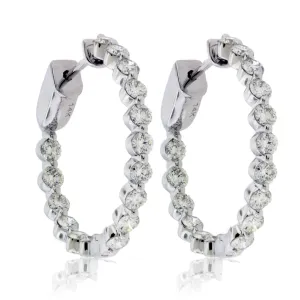 White Gold 2.35 Carat Inside Out Diamond Hoop Earrings