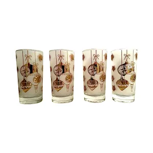 William A Meier White and Gold Retro Christmas Glasses (Set of 4)