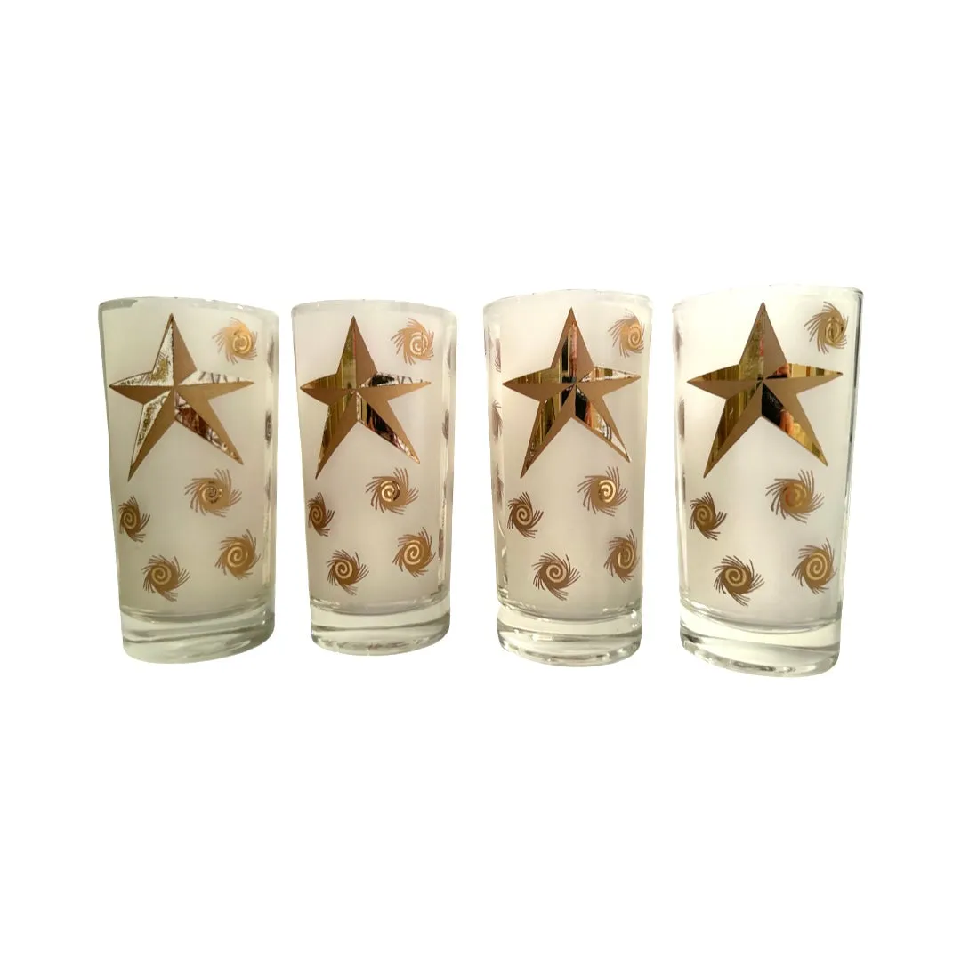 William A Meier White and Gold Retro Christmas Glasses (Set of 4)