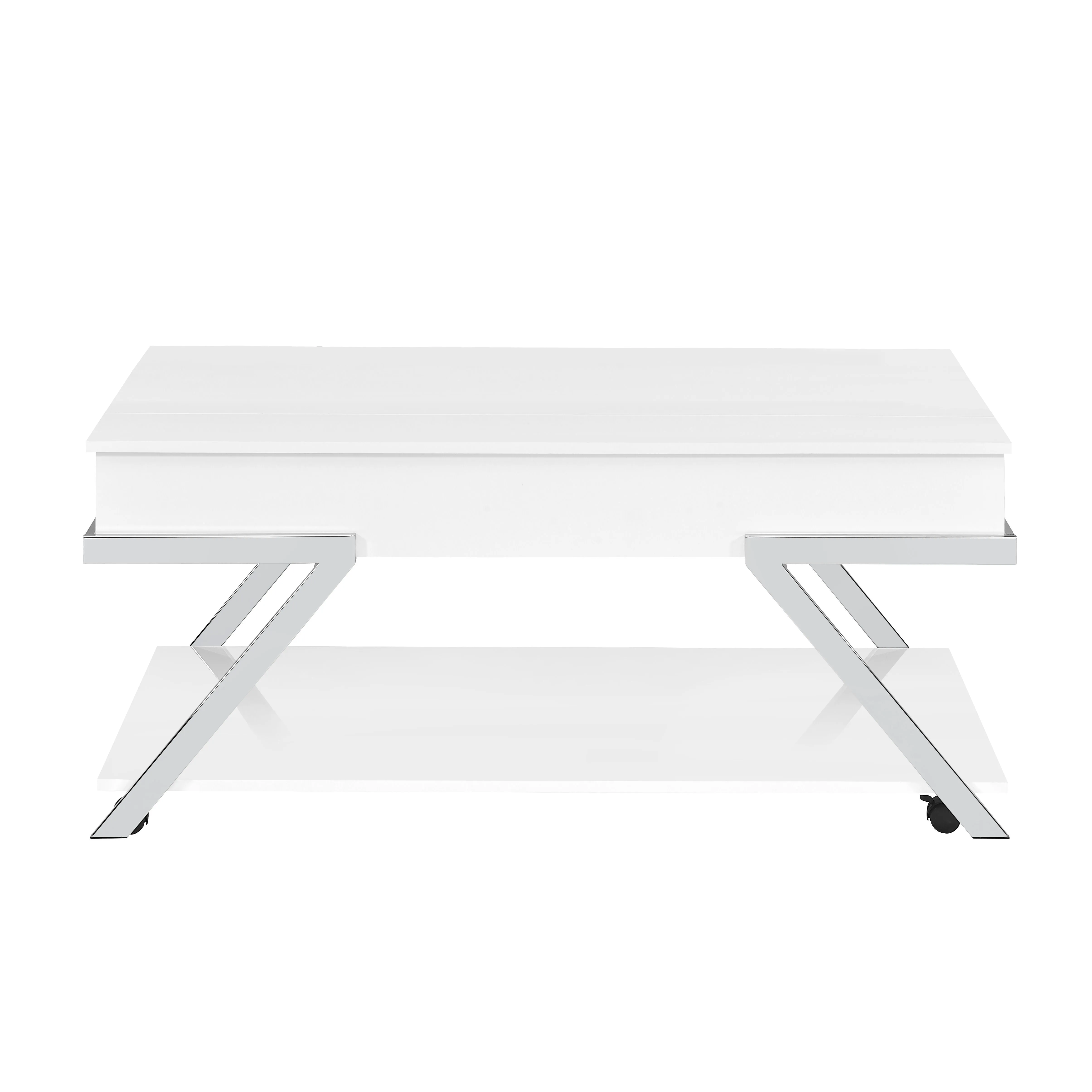 Zena - Lift-Top Cocktail Table With Casters - White