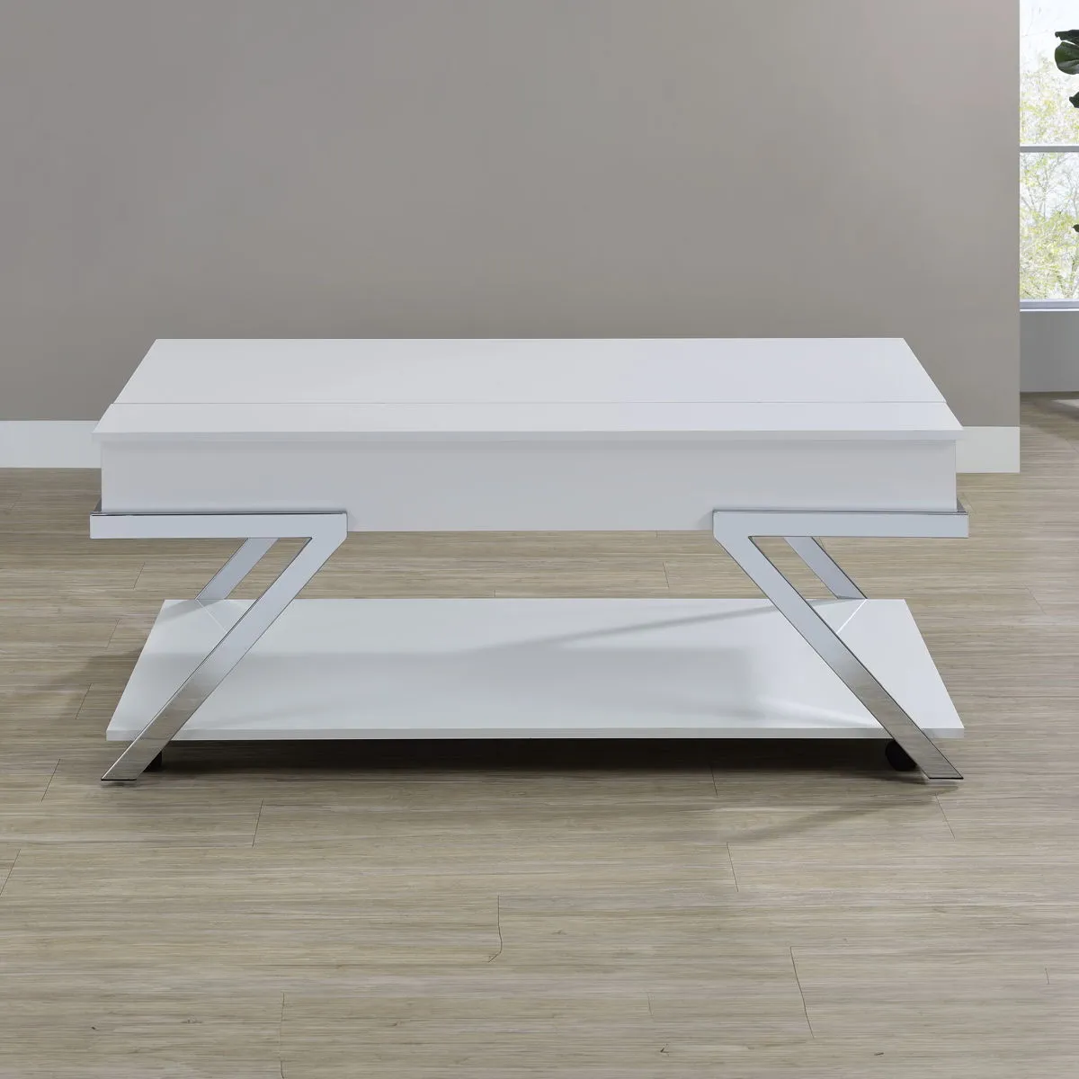 Zena - Lift-Top Cocktail Table With Casters - White